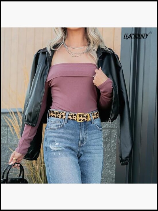 Faux Suede Leather Belt with Gold Buckle for Jeans Dresses main image 6